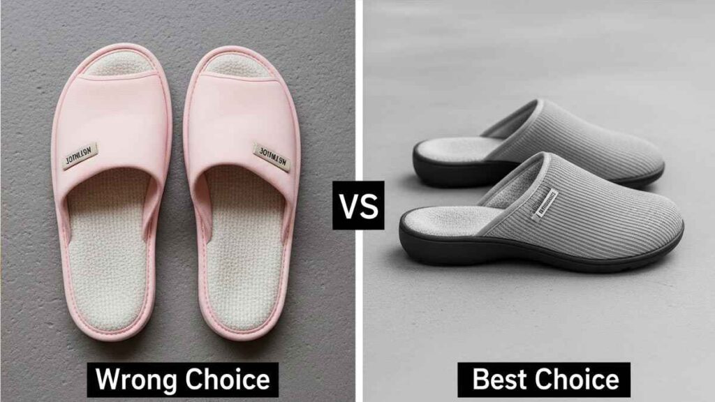 Comparison between flat and orthopedic slippers