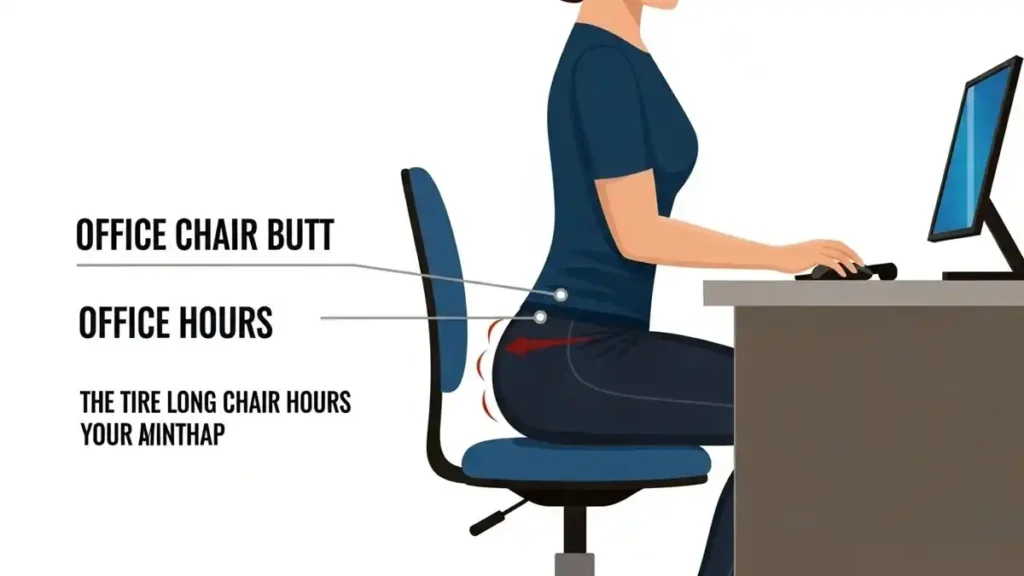 Illustration of office chair butt due to prolonged sitting